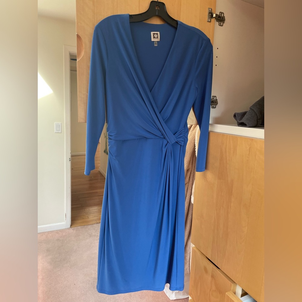 Gorgeous blue stretch midi dress Anne Klein - excellent condition